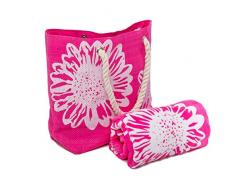 AIREE FAIREE Sac de Plage Femme + Serviette de Plage de Modèle Floral