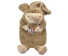 Bouillotte Mouton Moutons de Laine avec Broderie I Love Leipzig 39230 Marron