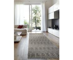 benuta Tapis, Laine, Coton, Noir & Blanc, 66x200 cm