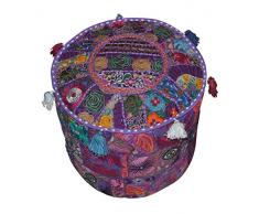 Décorative traditionnelle ottomane Coussin de sol confortable Repose-pieds agrémenté de broderies et patchwork, 46 X 33 cm