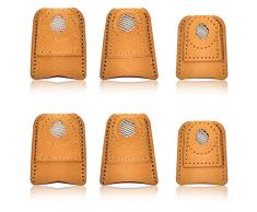 AIEX 6pcs Dé à Coudre Protecteur en Cuir De Doigt Coussin De Dé à Coudre pour Artisanat Couture Courtepointe Tricot Aiguilles à Broche Bricolage 3 Tailles