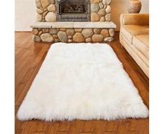 DAOXU Laine Tapis/Faux Peau de Mouton Imitation Toison Moquette Peau dagneau Tapis (75x120cm) Fluffy Soft Longhair Décoratif Coussin de Chaise Canapé Natte (Blanc, 75x120cm)