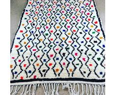 Tapis marocain fait main Beni Oauarain. laine naturelle Beni Ouarain artisanal. 200x120 cmTapis Azilal berber