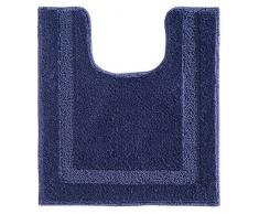 InterDesign Spa tapis toilettes, tapis contour WC antidérapant en polyester microfibre, bleu marine