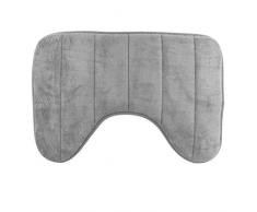 Sumlink Tapis de salle de bains, de toilettes, en forme de « U », en coton à mémoire de forme, haute densité (40 x 60 cm), Coton, gris, 40 x 60 cm