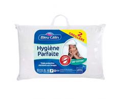 Bleu CÃ¢lin Lot de 2 Oreillers Rectangulaires HygiÃ¨ne Parfaite Anti-Acariens, Blanc, 45x70 cm, OBIH