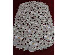Chemin de table Nappe Crème/blanc brodé avec Mage Rites Surnappe Napperon, Polyester, 40 cm x 110 cm