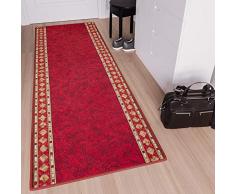 Tapis De Couloir Antidérapant - Couleur Rouge Motif Bordure - La Qualité Au Prix - Différentes Dimensions S-XXXL 67 x 100 cm
