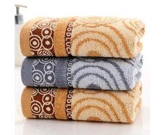 linyuyao Ensemble de 3 Serviettes éponges Essuie-Mains Couleur Essuie-Mains en Coton 100% Absorbant leau, séchage Rapide 73x33cm @ 2 Kaki + Gris_74x34cm