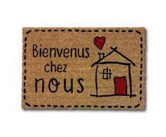 Koko Doormats Tapis Entree Exterieur et Interieur, paillasson Exterieur 100% Fibre de Coco avec Base Anti dérapant en PVC, 40x60x1.5 cm. (Bienvenus chez Nous)