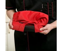 Hosaire Chef Chapeau en Coton Toque de Cuisinier Chapeau de Cuisine Ajustable Casquette de Travail de Restaurant pour Adultes -Rouge