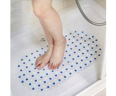 SODIAL Tapis de Bain en PVC, Tapis de Douche, Ventouse Anti-derapante, Decor Tapis de Douche, Bleu Clair