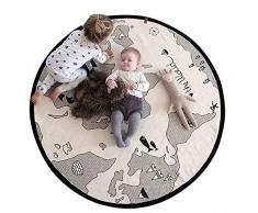 Blanketswarm carte du monde Tapis de jeu, mince sur toile doux bébé enfants Tapis rond Tapis de jeu Tapis, 104 cm de diamètre