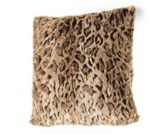 Beautify Coussin Léopard en Fausse Fourrure - Pelucheux - Animal - Doux - Imprimé - 45 H x 45 L