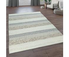 Paco Home Tapis Naturel Tressé Main en Laine Motif Rayé Beige Crème Brun, Dimension:80x150 cm
