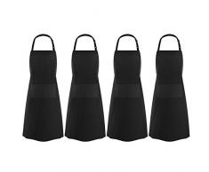 InnoGear 4 Pack Tablier de Chef Réglable avec Poches Tablier Noir Résistant à la Goutte À La Maison Maison Cuisine Tabliers de Cuisine pour Femmes Hommes
