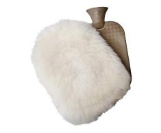 Peau de mouton - BOUILLOTTE SET 2,0 L douillé Cache-Bouteille deau chaude + Caoutchouc bouteille - blanc