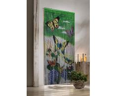 Rideau de porte, conçu de nombreux petits bâtons de bambou avec motif papillons, convient également comme séparateur de pièces