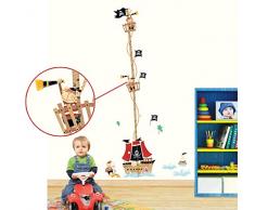 ufengke® Bateau Pirate de Bande Dessinée Toise Stickers Muraux, La Chambre des Enfants Pépinière Autocollants Amovibles