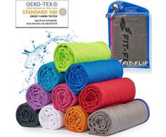 Cool Towel pour Sport & Fitness – Serviette Microfibre/Serviette rafraîchissante comme Serviette de Refroidissement pour Voyages & Yoga – Couleur: Gris - Rose, Dimensions: 100x30cm