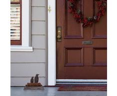 Relaxdays 10026400_998 Brosse à Chaussures, Fonte, Poils Robustes, Antique Design, Vestibule, paillasson, Pingouin, Marron, Fibre de Coco, 17 x 24 x 14cm