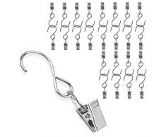 DIWUJI Métal Traîner Clips Crochet, Pince Cintre pour Rideau, Partie Guirlande Lumineuse, Extérieur Activités Fil, Maison Décoration, 25 Pièces