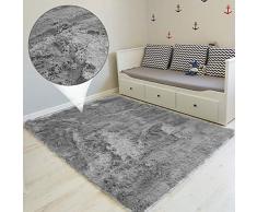 Amazinggirl Tapis Salon Shaggy - Descente de lit Chambre Grande Taille Tapis Poils Longs Moderne tapid Moquette Poil Long tapi Grise 160 x 230 cm
