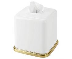 mDesign boîte à mouchoirs en plastique – distributeur de mouchoir pratique pour salle de bain ou bureau – joli revêtement pour boite mouchoir standard – blanc/couleur laiton