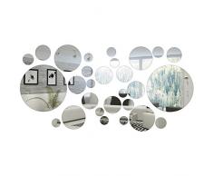 Shappy 32 Pièces Miroir Cercle Rond Autocollants Miroirs Ronds Décoration de la Maison