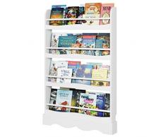 Homfa Porte-Revues Bibliothèque Murale Etagère à Journaux Vertical en Bois 80×11.2×118 cm Blanc