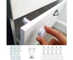 10 Bloque Porte Invisible + 2 clés + BONUS - NODI - HAUTE QUALITÉ - Sécurité placard et tiroir - bébé et enfant - Solution simple et rapide - Ultra résistant - BONUS Notice + Vidéo