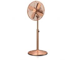 Brandson – Ventilateur sur pied silencieux - 3 niveaux de vitesse 35 W – Oscillation de 80° - Inclinable à 30° - Hauteur du pied réglable - Certifié GS - Rétro finition cuivre