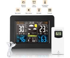 ALLOMN Station Météo sans Fil, Horloge de Prévision Météorologique Numérique Multifonctionnelle avec Météo Extérieure/Alerte/Température/Humidité/Baromètre/Alarme/Alarme de Chaleur élevée de Givre
