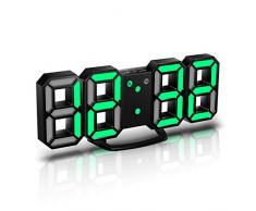 CENTOLLA Réveille-Matin 3D LED Digital, Horloge Murale, Horloge numérique, Timorn Réveil LED 3D avec 3 Niveaux de luminosité réglables Fonction de répétition de la veilleuse Dimmable