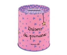 Tirelire TRÉSORS DE PRINCESSE En Métal Rose - pour Enfant Fille Dlp Derrière La Porte