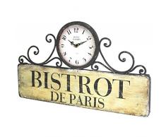 LHéritier Du Temps Horloge Murale ou à Poser Pendule Rectangulaire en Fer Bistrot De Paris 4x28x48cm