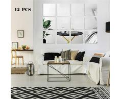 SeaNpem Lot de 12 autocollants muraux amovibles pour décoration murale Motif miroir, Plastique, 20 cm