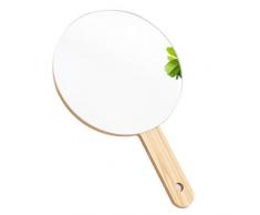 LQY Miroir Tenu dans la Main en Bois, Miroir de Maquillage de HD, Miroir Compact de Main, Miroir Dentaire de vanité,B