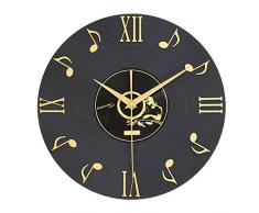 SunBeter 3D Notes de Musique et Chiffres Romains Vinyle Record Horloge Murale Design dintérieur Home Decor Cadeaux Parfaits pour Les Amateurs de Musique 12 Pouces