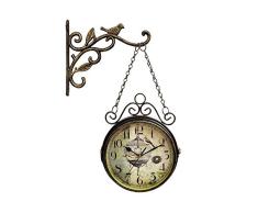 Aitravel Horloge Murale innovante Horloge Murale Nostalgie Horloge de Gare Horloge Double Face dans Un Style rétro
