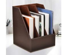 Boîte de stockage de la bureau Porte-revues Organisateur de documents Organisateur de bureau Trieur Cuir Porte-Magazine Cahiers Dossier Porte-Courrier Archives-Brown-2
