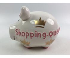 KCG Tirelire cochon avec inscription "Shopping-Queen"
