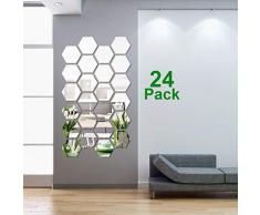 24 Pièces Réglage Miroir Acrylique Amovible Décalque Autocollant Mural pour Maison Salon Chambre Décor (Style 3)