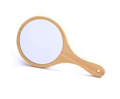 Jackallo Miroir à Main en Bois Miroirs de Maquillage pour Femme Miroirs de Poignée Suspendus Portables Vintage pour Salon