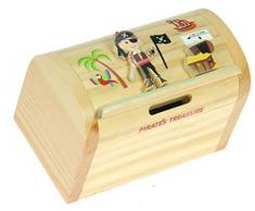 Pirate : Fabriqué à la main tirelire en bois avec serrure secret! Cadeau fantastique pour Noël ou anniversaire. Haute qualité traditionnelle cadeau de Noël pour les enfants ou les adultes. (H 9.5cm, L 12.3cm, W 7.5cm)
