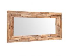 Tidyard Miroir Décoratif Vintage | Miroir Salle Bain | Miroir Murale | Miroir Décoratif Rectangulaire en Teck 120 x 60 cm