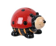 TE-Trend Enfants Tirelire Vache Poisson Coccinelle Tortue Céramique Tirelire en Décoratif Design 11 cm Long - Marienkäfer