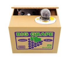 Tirelire Chat Boîte Animal Voler la pièce Tirelire Boîte déconomie dargent avec Voix pour Enfant and Adulte(Gris Chat Kitty-2)