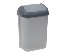 OKT 2053704 Swing-Bin Poubelle Plastique Argent/Anthracite 10 L