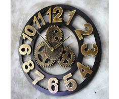 Vinteen Horologe Surdimensionné fait à la main 3D Retro Rustique Décoratif De Luxe Art Big Gear En Bois Vintage Grand Horloge Murale Sur Le Mur Pour Cadeau